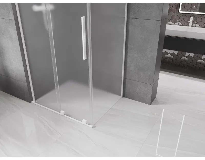 Mexen Velar L, sprchový kút s posuvnými dverami 100 x 70 cm, 8mm sklo námraza, biela matná, 871-100-070-33-20