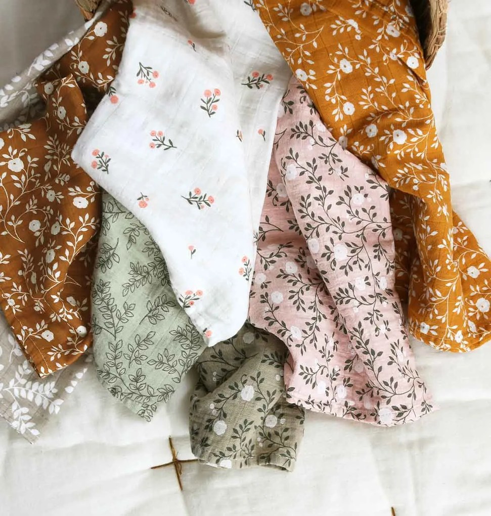 A Little Lovely Company - Mušelínové plienky, blossom - dusty pink - 2 ks