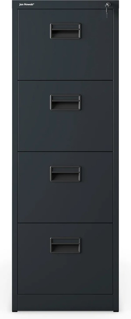 Kovová kartotéková skriňa so 4 zásuvkami, antracitová, 460x1320x620 mm: SARA