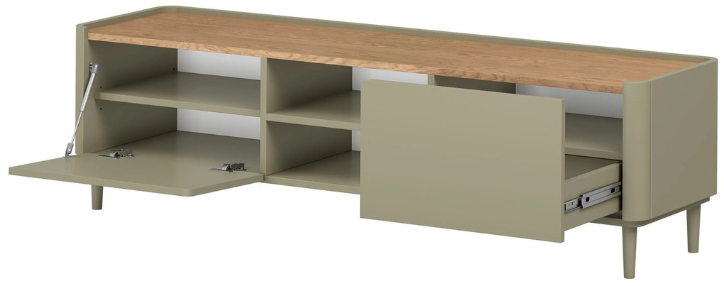 TV skrinka Elivo 170 cm na nožičkách - eukalyptus / dub baltic dune