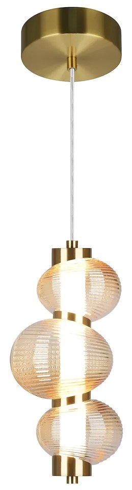 Závesné svietidlo Bolla, 3x jantárové sklenené tienidlo, g