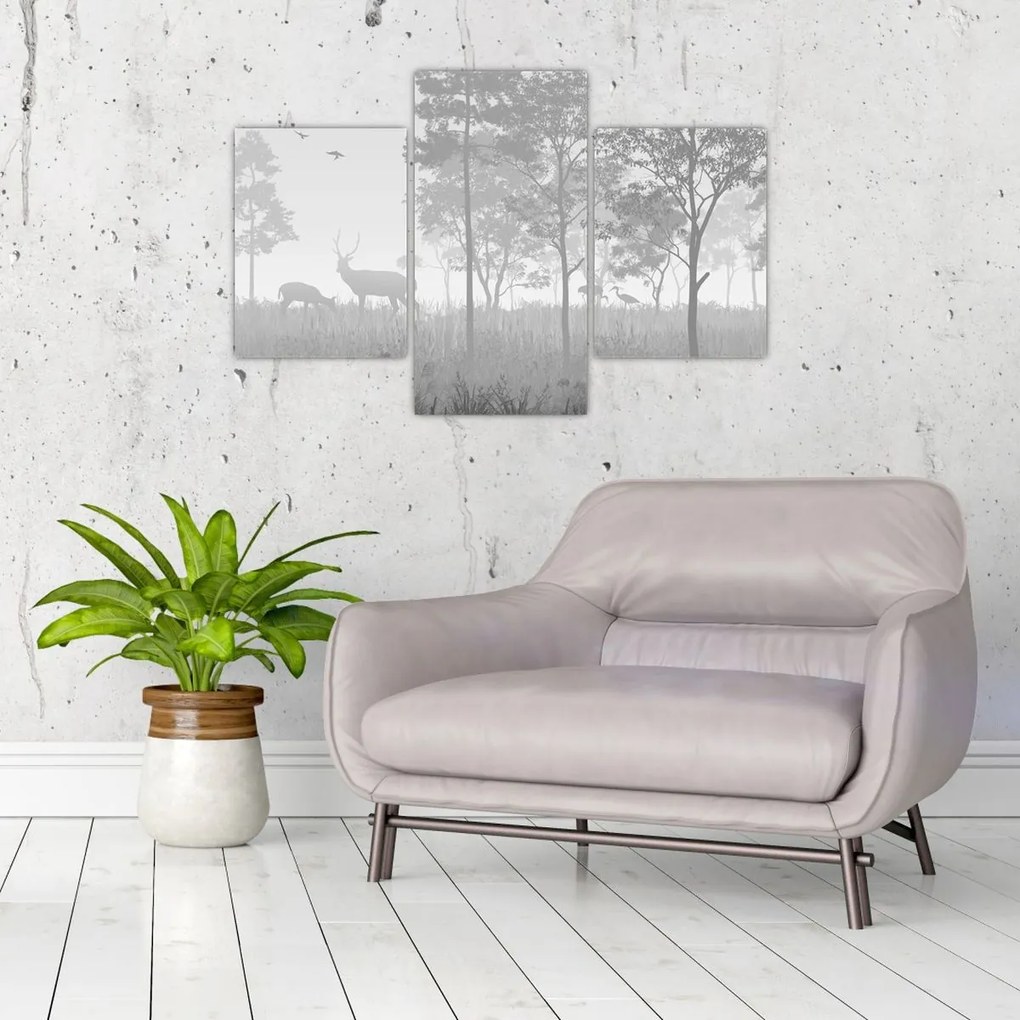 Obraz - Lúka s jeleňami (90x60 cm)