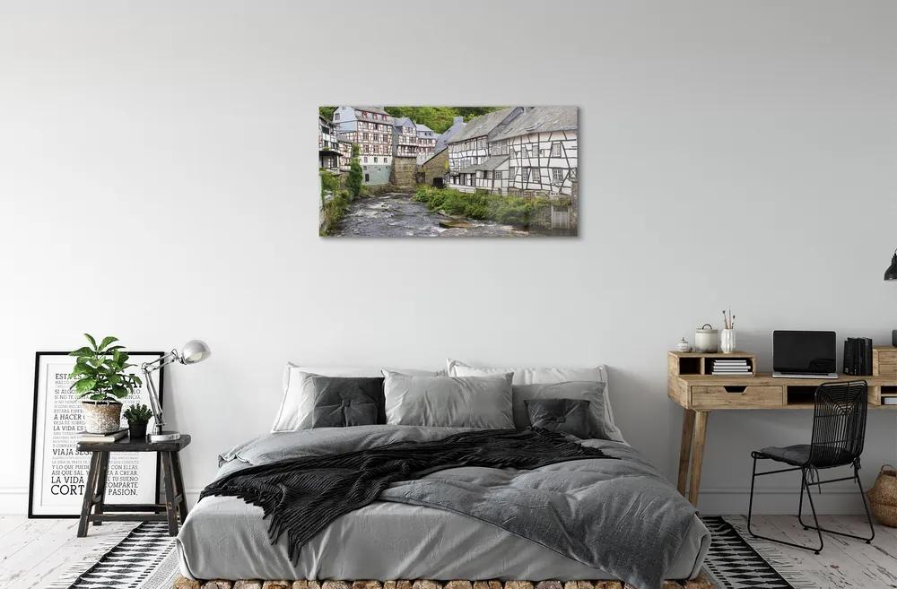 Sklenený obraz Germany Staré budovy River 125x50 cm