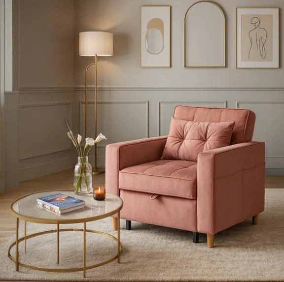 Kreslo JEREMY ružové, z velúru