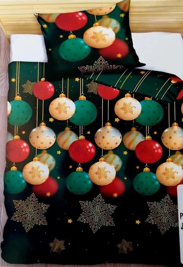 Obliečky Vianočné gule Satén 70x90 140x200 cm