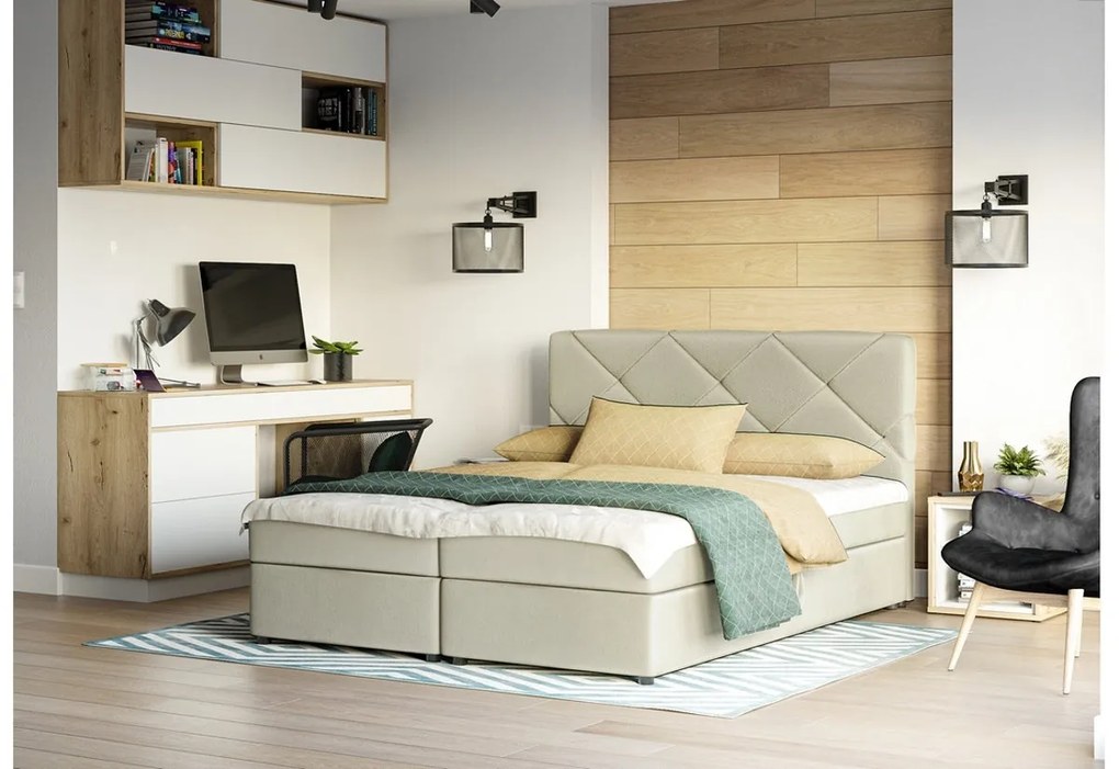 Čalúnená posteľ boxspring SCARLETT + úložný priestor + topper - itaka 15 / 160x200 / nie