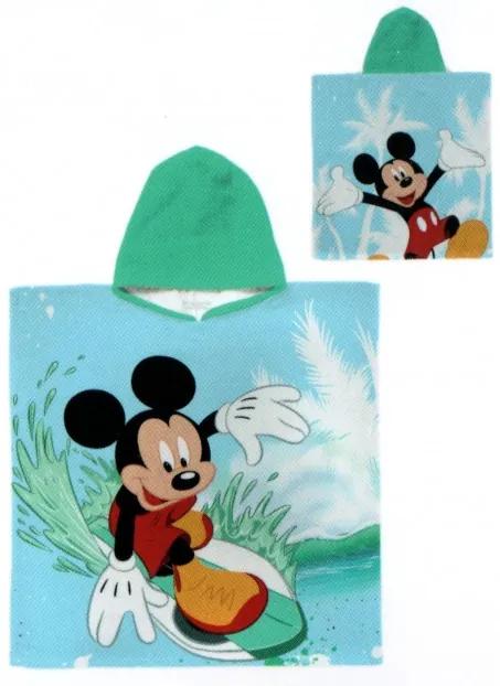 Himatsingka EU - Chlapčenské bavlnené pončo osuška s kapucňou Mickey Mouse - Disney / 60 x 120 cm