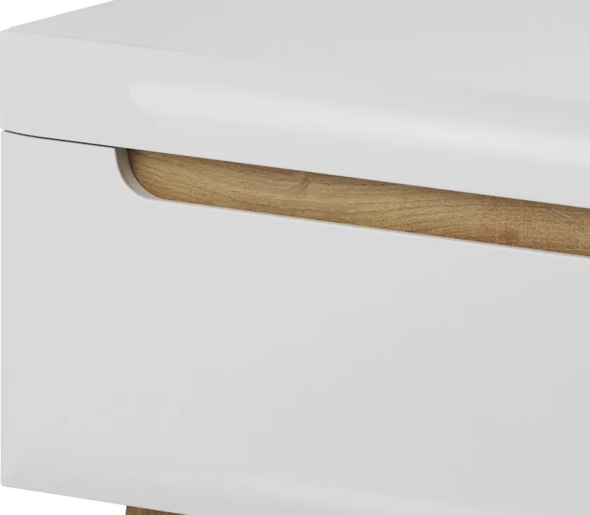 Široká TV skrinka Nordi, 160 cm, dub riviéra/biela lesk