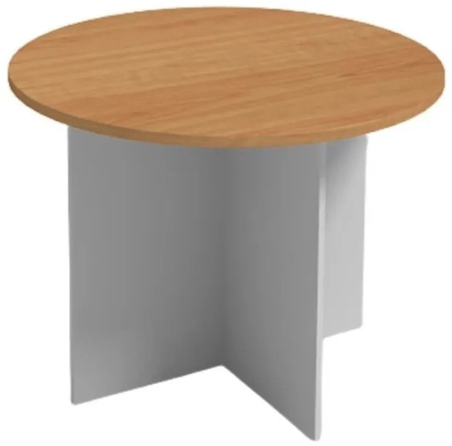 Rokovací stôl s guľatou doskou PRIMO GRAY, priemer 100 cm, sivá/buk