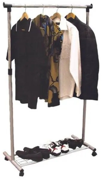 Pojazdný stojan na šaty Hilar - nerezový kov / čierna