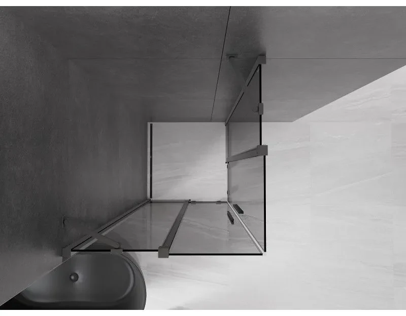 Mexen Velar Duo, sprchový kút s posuvnými dverami 90 x 90 cm, 8mm šedé sklo, brúsený grafit, 871-090-090-42-95