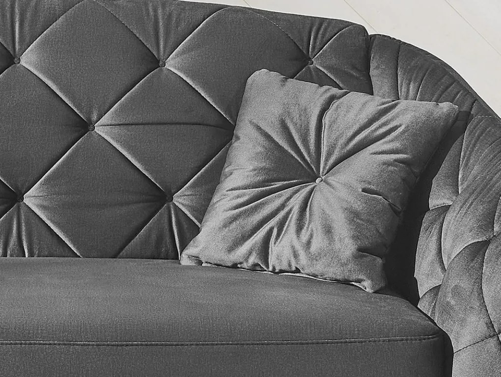 Pohovka s prešitím Leeds, šedá zamatová látka