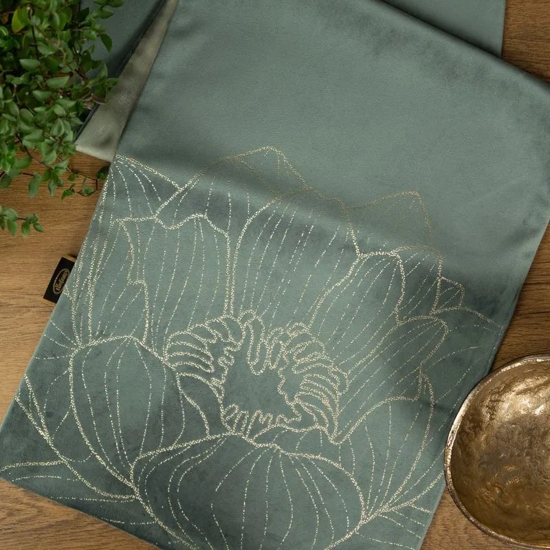 Dekorstudio Elegantný zamatový behúň na stôl BLINK 13 tmavomentolový Rozmer behúňa (šírka x dĺžka): 35x140cm