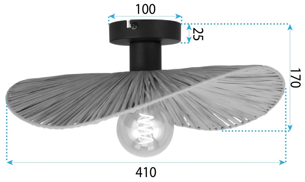 Toolight Toolight, stropné svietidlo 1xE27, APP1827-1CP, čierna-hnedá, OSW-09318