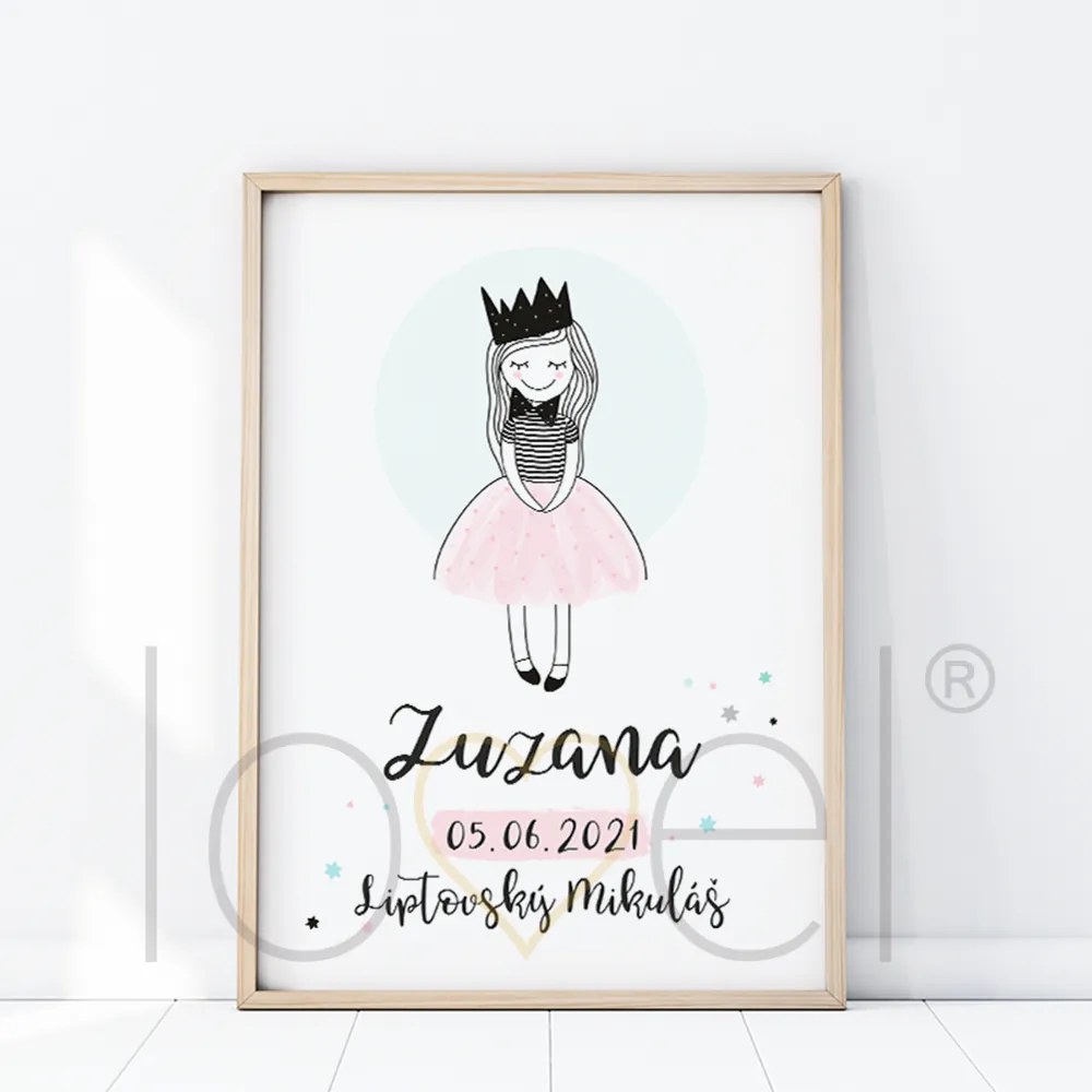 lovel.sk Plagát s menom Pastel - princezná Amálka P017