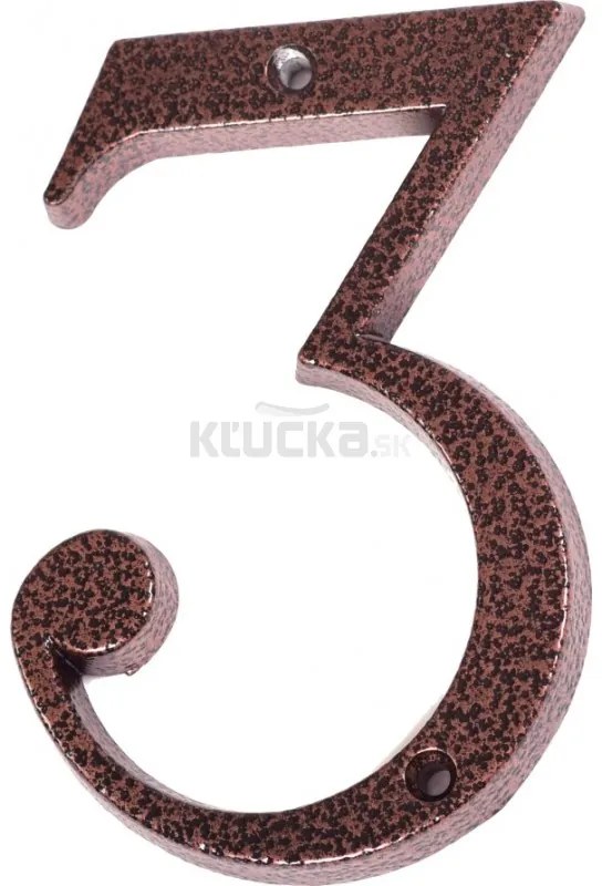 Číslo " 3 " medený antik 120mm