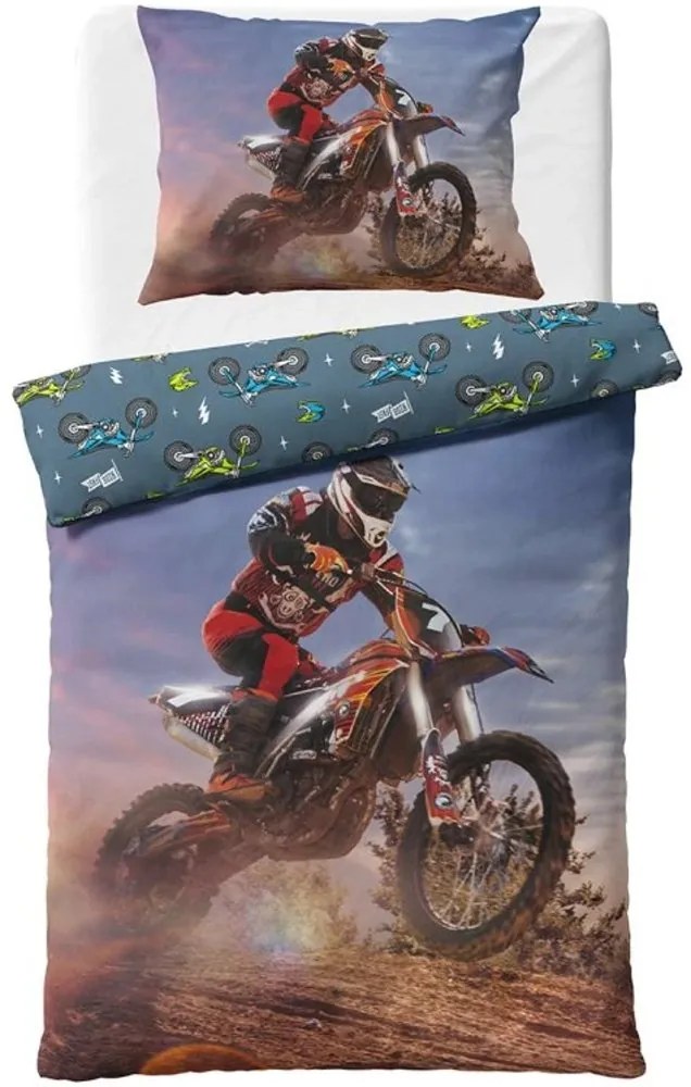 Bavlnené posteľné obliečky Motokros