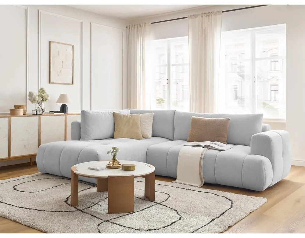 Svetlosivá rozkladacia/s úložným priestorom rohová pohovka (ľavý roh/do L) Fuji – Bobochic Paris