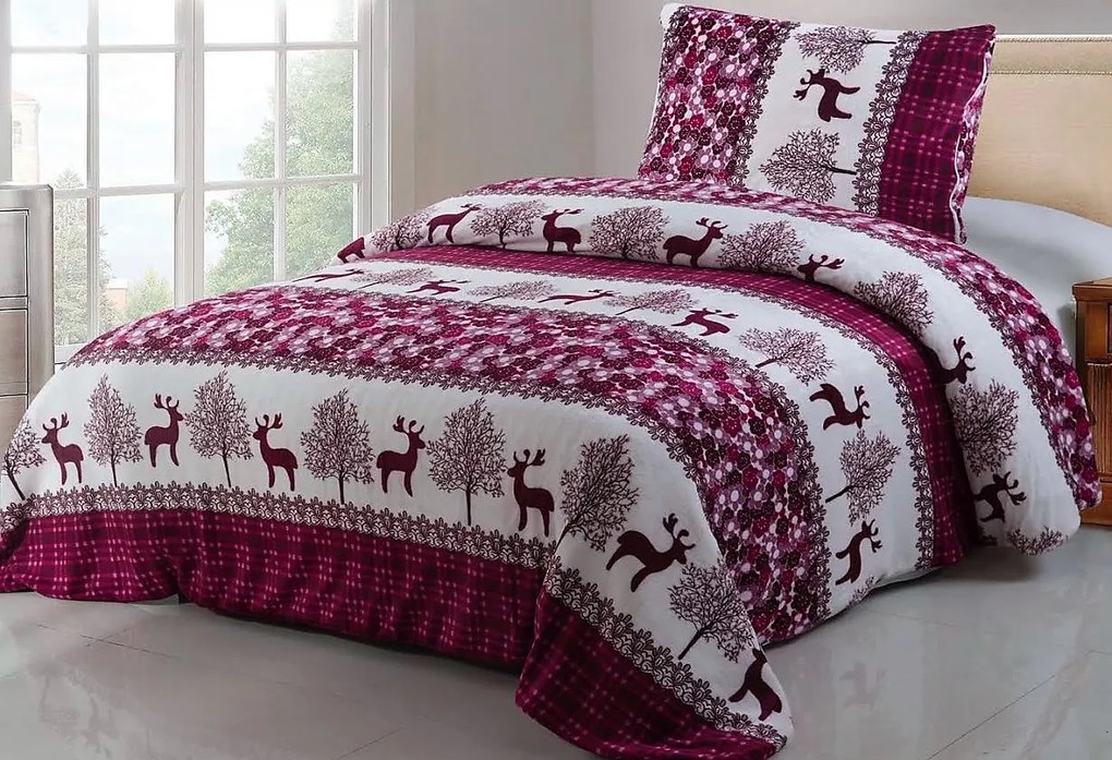 HoD Obliečky Vianočný les Fialové Mikro 70 x 90 140 x 200 cm