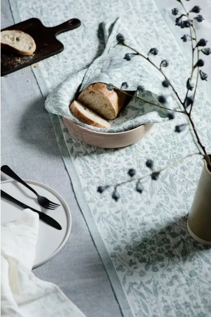 Ľanový běhúň Niitty 46x150, aspen green Lapuan Kankurit