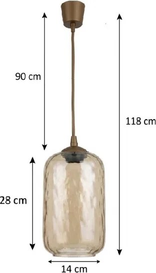BRILAGI - LED luster na lanku R GLASS 1xE27/60W/230V priemer 14 cm hnedá/dymová hnedá