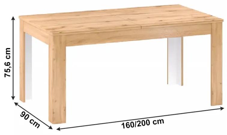 Rozkladací jedálenský stôl, dub apalačský, 160-200x90 cm, PUSAN S