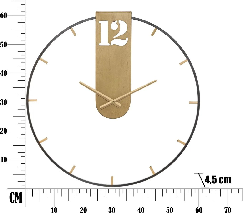 Kovové nástenné hodiny Goldy 60 cm čierne/zlaté