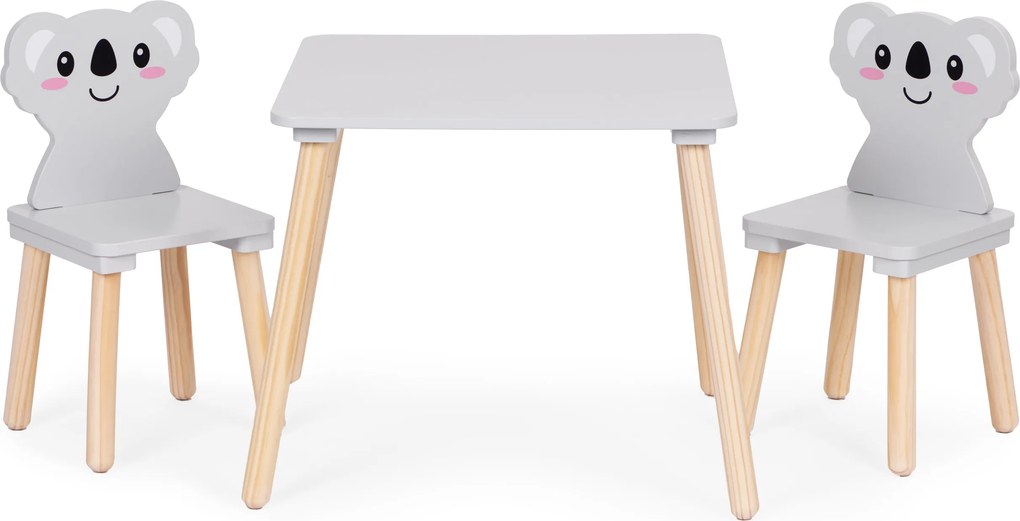 ECOTOYS detský nábytok: stolík + 2 stoličky Koala, drevo/MDF, pre deti 3+