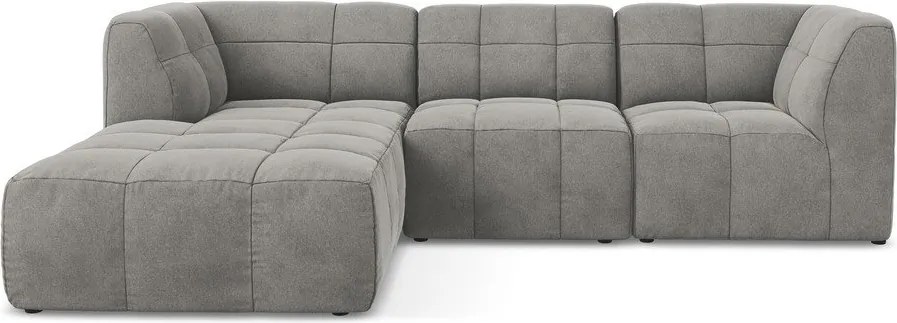 Sivá zamatová rohová pohovka (ľavý roh/s leňoškou) Aloha – Makamii