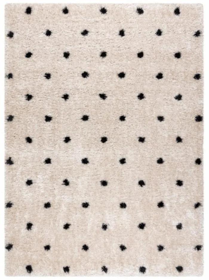 Kusový koberec shaggy Dots krémový 140x190cm