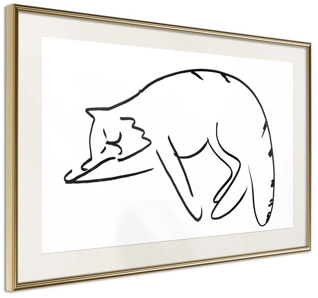 Artgeist Plagát - Cat's Dreams [Poster] Veľkosť: 90x60, Verzia: Zlatý rám