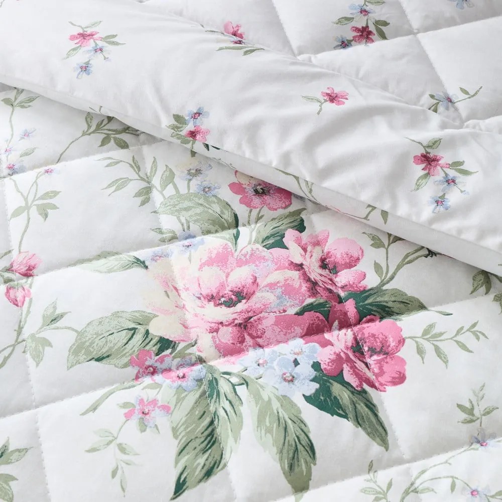 Krémový prešívaný pléd 200x200 cm Bridgerton Penelope Floral – Catherine Lansfield