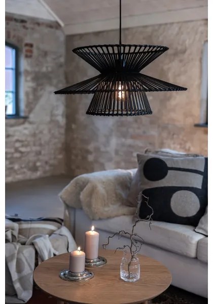Markslöjd 108784 - Luster na lanku DUPLICI 1xE27/40W/230V čierna/bambus
