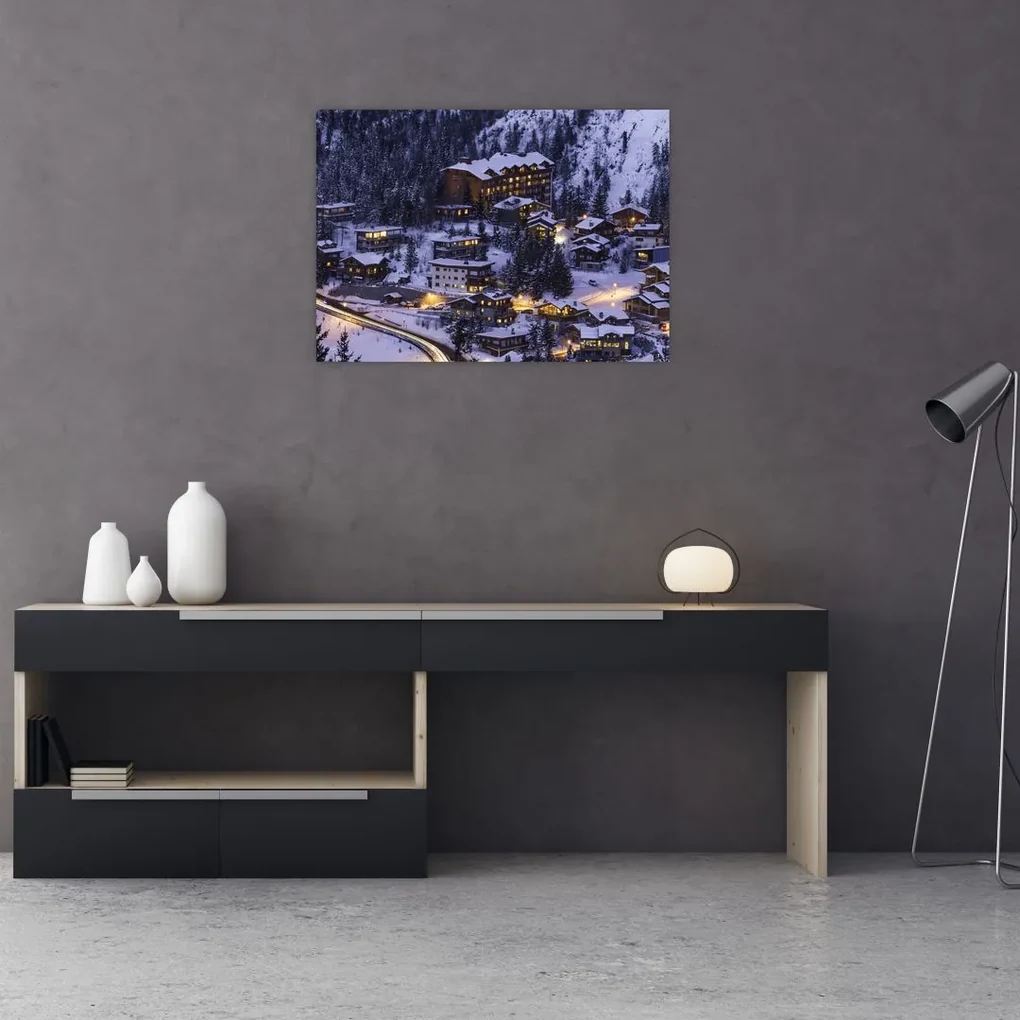 Obraz - horské zimné mestečko (70x50 cm)