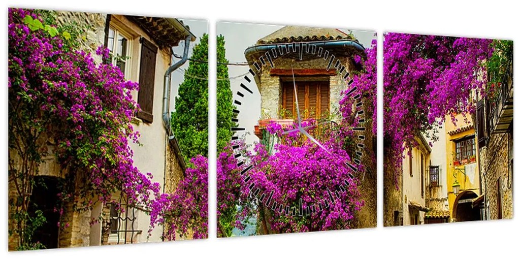 Obraz - Stredomorská lenivá ulička (s hodinami) (90x30 cm)