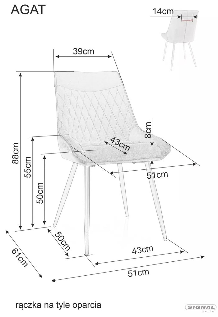 Sametová jídelní židle Agat šedá