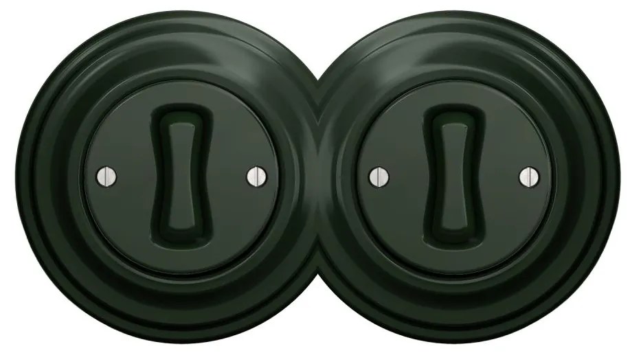 Kliklap - dvojitý retro jednopólový vypínač s rámčekom č. 1, zelený