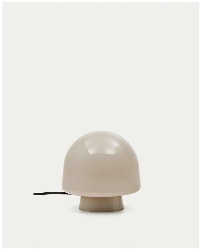 Stolová lampa sivobéžová so skleneným tienidlom (výška 20 cm) Reig – Kave Home