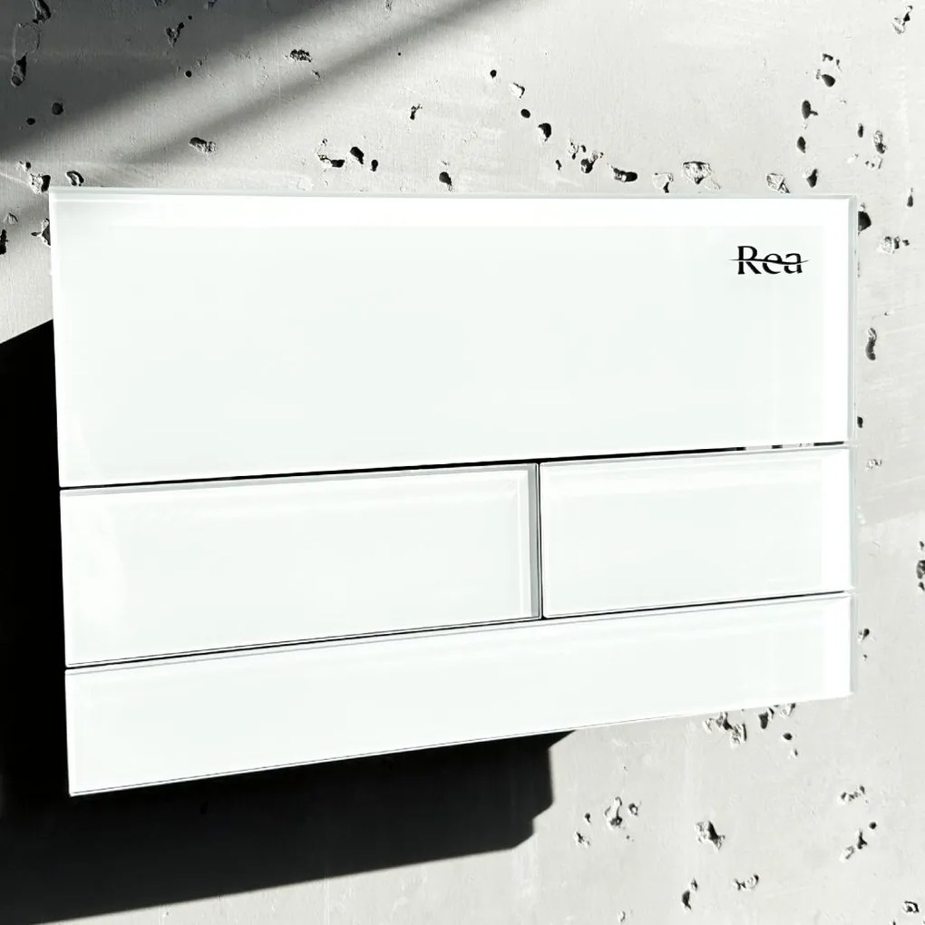 Rea T, ovládacie tlačidlo k podomietkovým systémom WC K011A-Q, biele sklo, REA-E0052