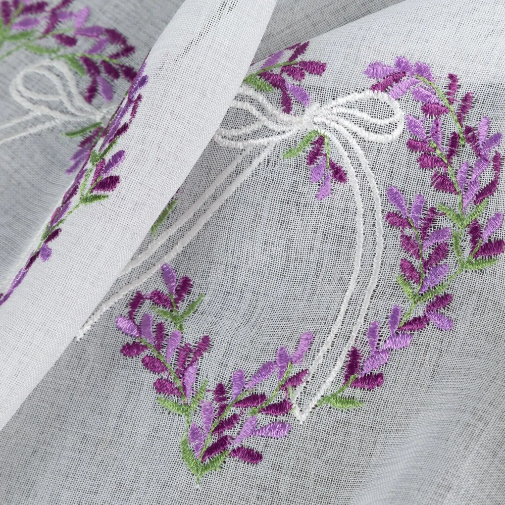 KRÁTKA ZÁCLONA NA PÚTKACH LAVENDER 145X70 CM KVETY