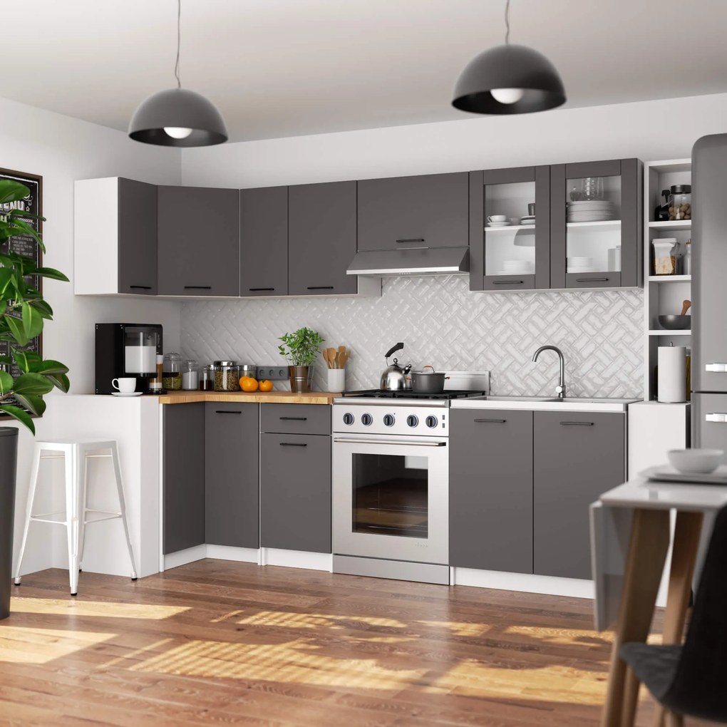 Horná kuchynská vitrína Organo 580 (biela + grafit). Akcia -17%. Vlastná spoľahlivá doprava až k Vám domov. 1117518