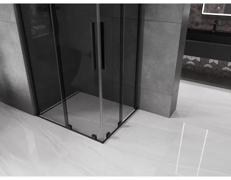 Mexen Velar Duo, sprchový kút s posuvnými dverami 100 x 90 cm, 8mm šedé sklo, čierna matná, 871-100-090-42-70