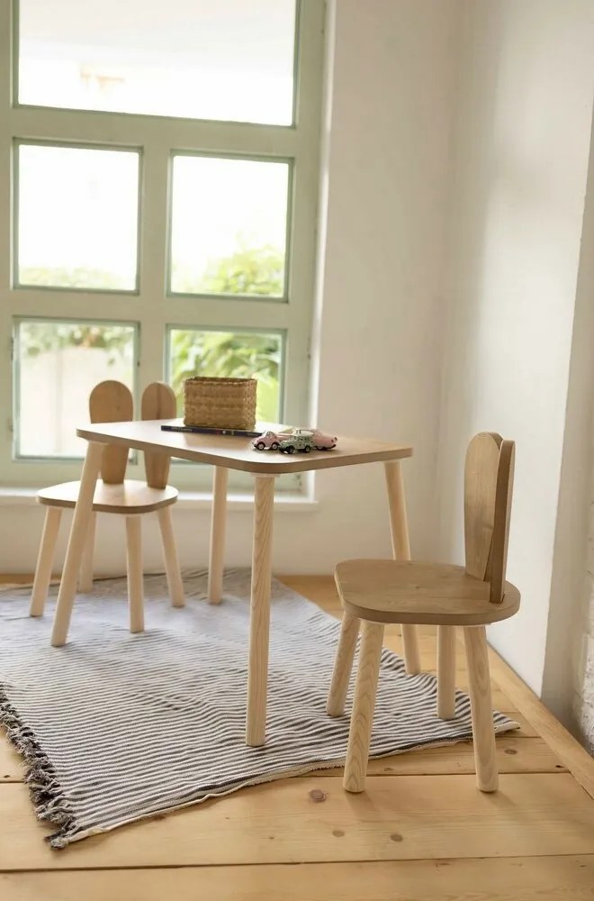 Detská sada stolíka a stoličiek 2 ks Bunny One Chair Set - Brown