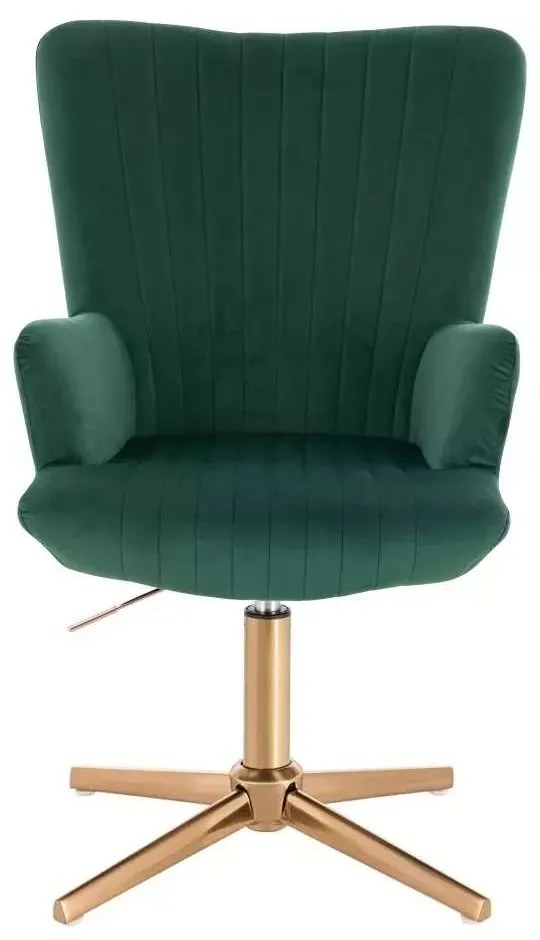 LuxuryForm DESIGN Kreslo AMADEO VELUR na zlatom kríži - zelené