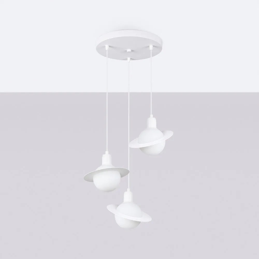 Biele detské svietidlo so skleneným tienidlom Mab – Sollux