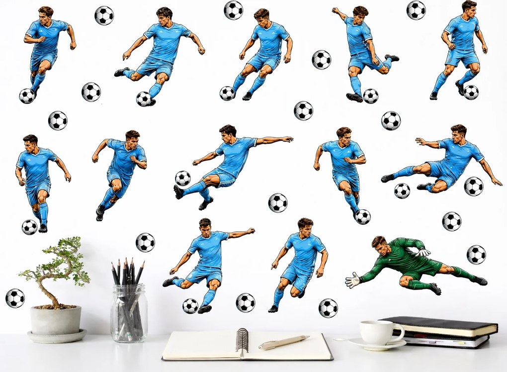 Sada futbalistov, farba podľa želania futbalové nálepky na stenu list 75 x 74 cm