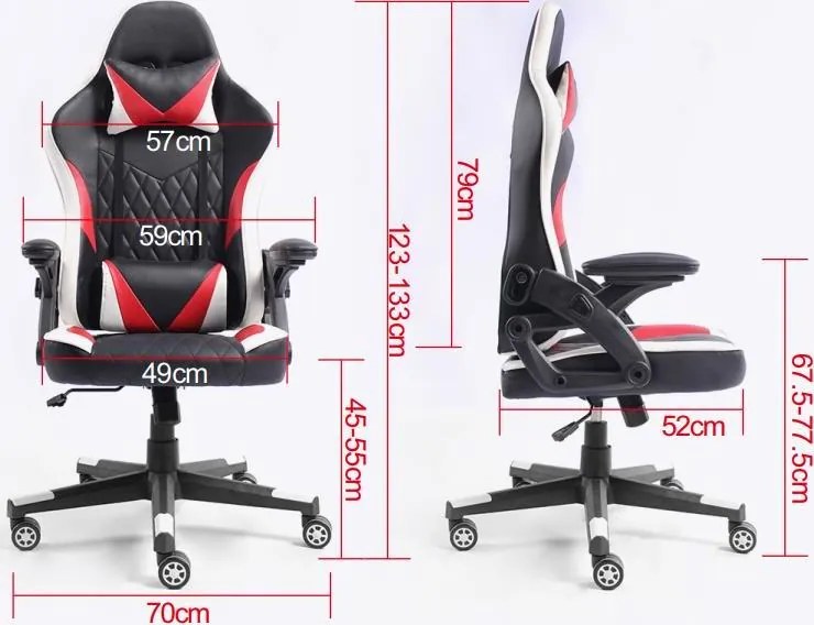 Herní židle KG106 černo-bílo-červená