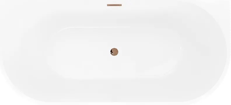 Mexen Oris, voľne stojaca ryhovaná vaňa 150 x 75 cm, biela-čierna, ružové zlato prepad, 52871507575-60