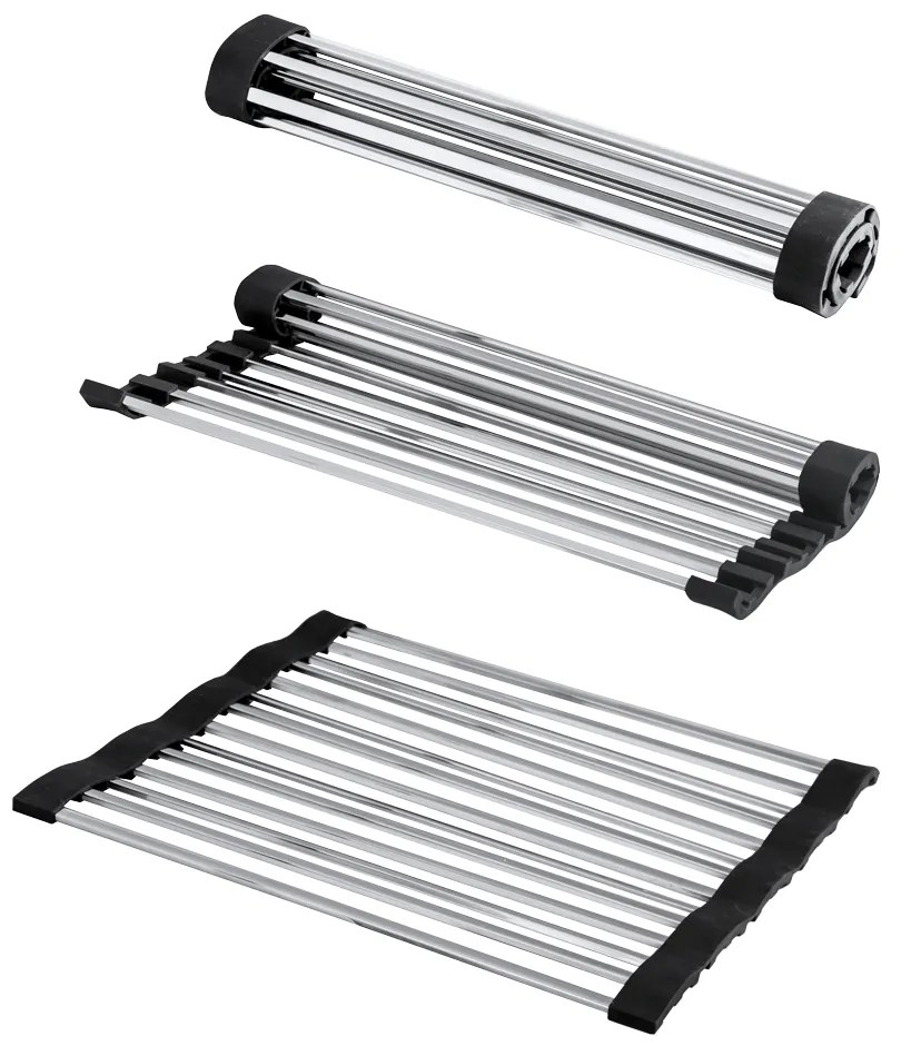 Gamma Gamma, rolovacia rohož na drez 37 x 34,7 cm, čierna-chrómová, GMA-ZLE000214