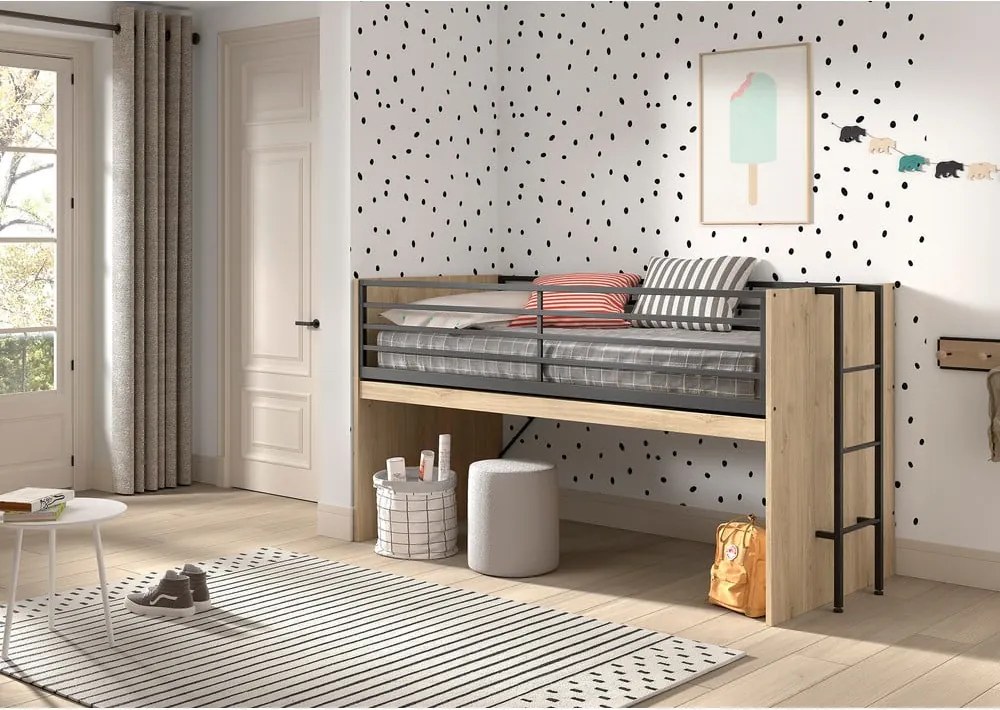 Vyvýšená detská posteľ s roštom 90x200 cm v prírodnej farbe Sam – Vipack